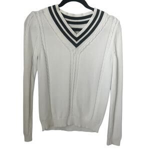 VTG Izod Sweater Cable Knit Tennis Golf V Neck Classic Preppy Old Money Small